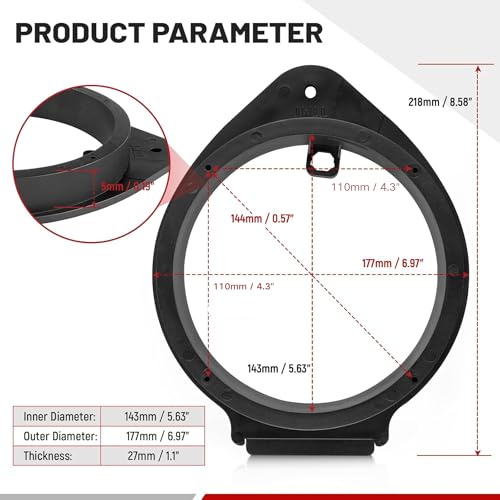 RED WOLF Front/Rear Door 6.5" Inch Aftermarket Speaker Update Install Speaker Adapter Bracket Spacers for Chevrolet 2006-2021, GMC 2006-2020, Some Cadillac, Buick, Pontiac - Thumbnail 3