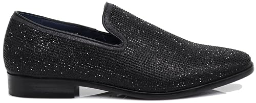 Image of SPK26 Men's Vintage Velvet Rhinestone Designer Dress Loafers Slip On Shoes Classic Tuxedo Dress Shoes