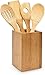 Relaxdays Küchenhelfer Bambus 5-teilig je 30 cm als Kochlöffel Set aus Holzlöffel Rührkelle Lochkelle und Pfannenwender mit Halter HBT 16 x 10 x 10 cm als Kochbesteck Küchenutensilien, Natur, Braun