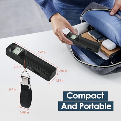 travel inspira Luggage Scale Battery-Free, Travel Essentials, Portable Handheld Digital Suitcase Weight Scale for for Travel Accessories, 110lbs/50kg (Black) - Thumbnail 5