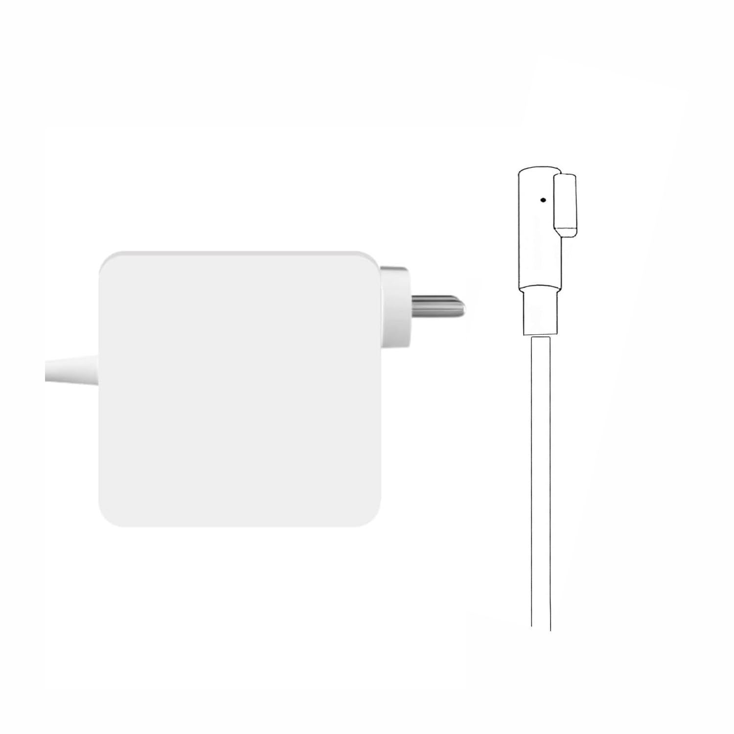 VNJ Replacement Charger 60W Adapter for MacBook Pro 13″ A1181, A1184, A1185, A1278, A1280, A1330, A1342, A1344 – L Shape Adapter