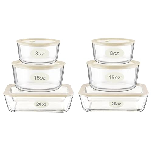 Urban Green Glass Food Container Set with Glass Lid, 6