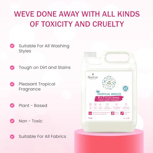 Image of Shatras Pink Lily Liquid Detergent 5 Litre - Concentrated Laundry Liquid for Fabric Care, Suitable for Top-Load & Front-Load Washing Machines and Hand Wash