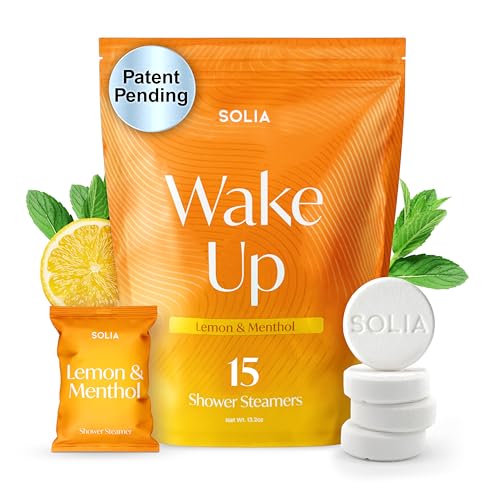 Image of Solia Energizing Citrus Menthol Shower Steamers 15-Pack - Patent-Pending Real Essential Oil Menthol Shower Steamer Bombs, Spa Steamers Aromatherapy Selfcare Bath Gifts for Women, Individually Wrapped
