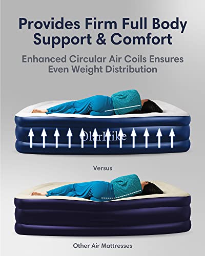 Olarhike Inflatable King Air Mattress With Built In Pump,18" Elevated Durable Air Mattresses For Camping,Home&Guests,Fast&Easy Inflation/Deflation Airbed,Blue Family Blow Up Bed,Travel Cushion,Indoor #TOP2