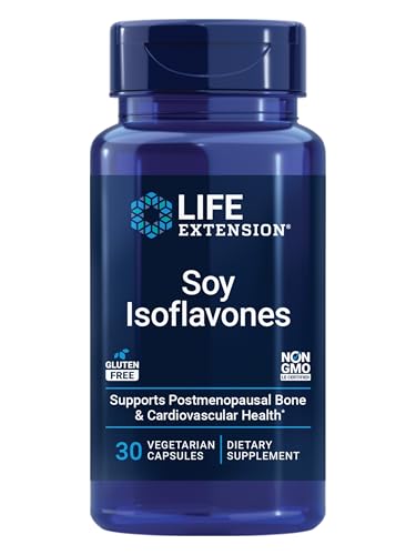 Life Extension Soy Isoflavones Heart Bone & Cellular Health Support for Post-menopausal Women Gluten-Free Non-GMO Vegetarian 30 Capsules