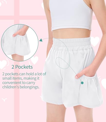 Girls High Waisted Running Shorts Athletic Gym Shorts Quick-Drying Shorts with Pockets3