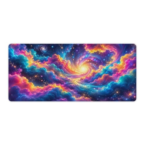 Vortex Mouse Pad Vibrant Rainbow Clouds Starry Galaxy Desk Mat