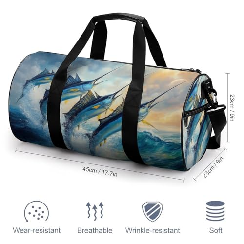 Gym Bag for Men Women, Lightweight Overnight Duffel Bags Whimsical Fish Painting Waterproof Travel Sports Bag2