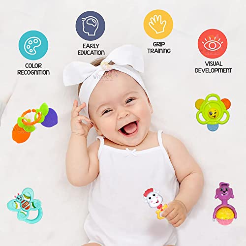 WISHKEY Plastic Colorful Non Toxic BPA Free Shake & Grab Rattles And