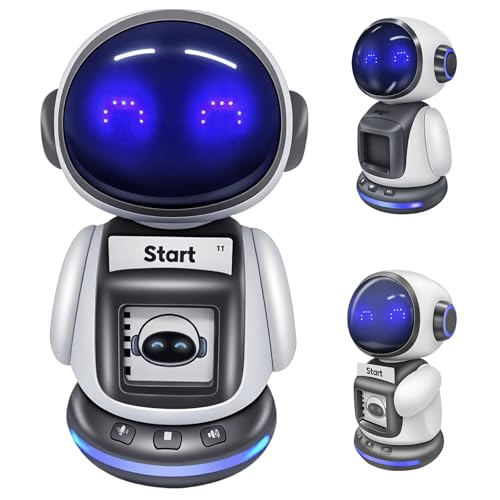 OBEST Robot teledirigido 2.4G con detección de comandos de tarjeta,Función de grabación y cambio de sonido,Luces de expresión,Control flexible de 4 vías,Niños Educación Temprana Voz Juguete educativo