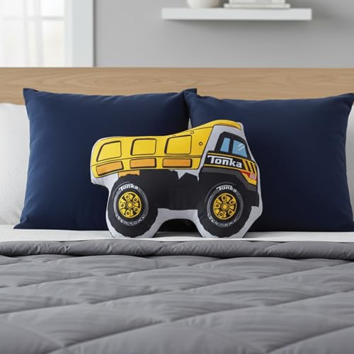 Image of Northwest Hasbro Tonka Dumper Cloud Pillow, Plush Comfort for Kids Adults, Bedroom Playroom Decor, Spot Clean, 12 Inch