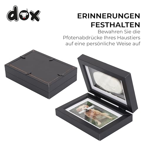 DDOXX Pfotenabdruckset Hund - Schaffe bleibende Erinnerungen mit dem Pfotenabdruck deines Haustieres - Polyester-Schaumstoff für Lange Haltbarkeit - mit Fotorahmen - Dog Clay Kit - Schwarz