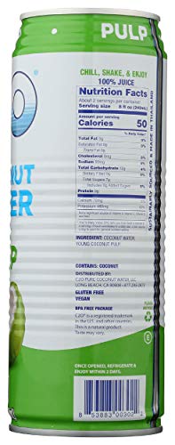C2O, Pure Coconut Water With Pulp, 17.5 Fl Oz Can #TOP1