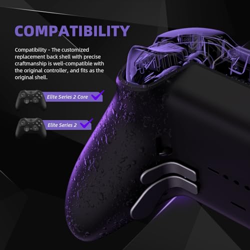 Image of eXtremeRate Replacement Bottom Shell Case for Xbox Elite Series 2 Controller, Textured Black Non-Slip Back Housing Shell, 3D Splashing Cover for Xbox Elite Series 2 Core Wireless Controller Model 1797