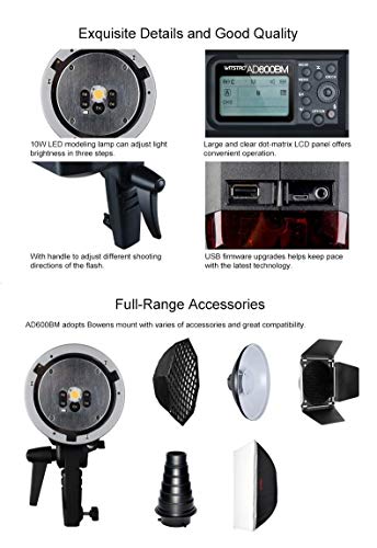 Ficha técnica Godox AD600BM Negro Flash Negro 2,5 s 5600 K 10 W LCD 600 W - Fernando Cortés