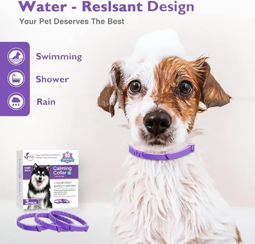 Image of 3 Pack Dog Calming Pheromone Collar Set, Relieves Anxiety, Keeps Dog Quiet, Foldable Collar, Adjustable for Small, Medium Large Dog