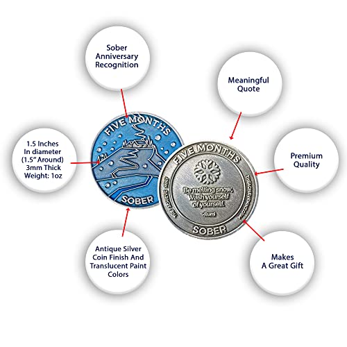 Image of The Achieve Mint 5 Months Sober Token | Five Month Sobriety Chip | Non-AA, Non-Religious Medallions for Men and Women Celebrating Sobriety