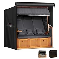 LAMUNI Strandkorb Abdeckplane Winterfest Strandkorb Hülle XXL Schutzhülle für Strandkorb 3-Sitzer Wasserdicht Abdeckhauben für Strandkörbe 420D Oxford Strandkorbabdeckung, 165x100x165/145cm