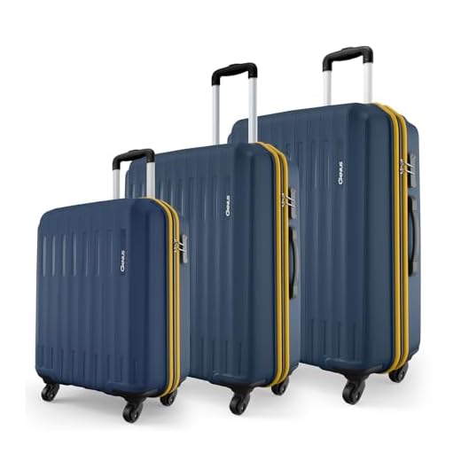Safari Genius Alley Set of 3 (Cabin + Medium + Large) Trolley Bags Hard Case Polypropylene, 4 Wheels, 360 Degree Wheeling Luggage, Travel Bag, Suitcase for Travel, Trolley Bags for Travel, Navy