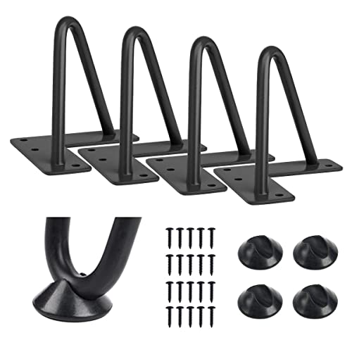 Image of JGS Iron Legs for Table of 4 Hairpin Legs for Furniture Office Metal Desk Legs Dining Table Legs Industry Work Set Table Height Extender Metal Legs for Cabinet & Coffee Table (Black-6 Inch)