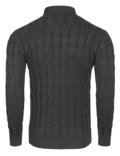Image of COOFANDY Men's Slim Fit Turtleneck Sweater Casual Twisted Knitted Pullover | Turtleneck Design, Cable Knit Texture with Ultra Stretch, Slim Fit Thermal, Business Casual Office Wear, Fall Winter Clothing