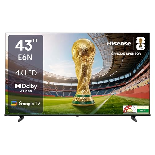 Hisense 108 cm (43 inches) E6N Series 4K Ultra HD Smart LED Googl...