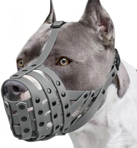 Mayerzon Pitbull Muzzle, Lightweight Basket Muzzle for Large Medi...