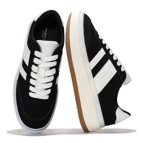 Project Cloud Platform Sneakers for Women - Lightweight Memory Foam Insole Womens Sneakers - Non-Slip Fashion Sneakers for Women Footwear - Women's Fashion Platform Shoes (Nita, Black, 11)