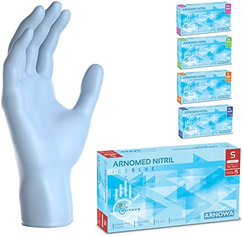 ARNOMED Nitril rękawiczki jednorazowe, rozm. S, bez talku, bez lateksu, 100 sztuk/pudełko, niebieskie rękawiczki nitrylowe, w rozm. S, M, L i XL