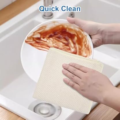 6 Stück Geschirrtücher Waffelstruktur,30 x 30 cm Baumwolltuch Reinigung,Weiche Spüllappen Putzlappen Baumwolle,Saugfähige Spültücher Küche,Beige Geschirrhandtücher,für Haushalt, Küche, Geschirr – Bild 5