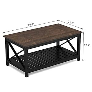 Choochoo coffee table rustic vintage farmhouse living room table with shelf 40  urban country home decor