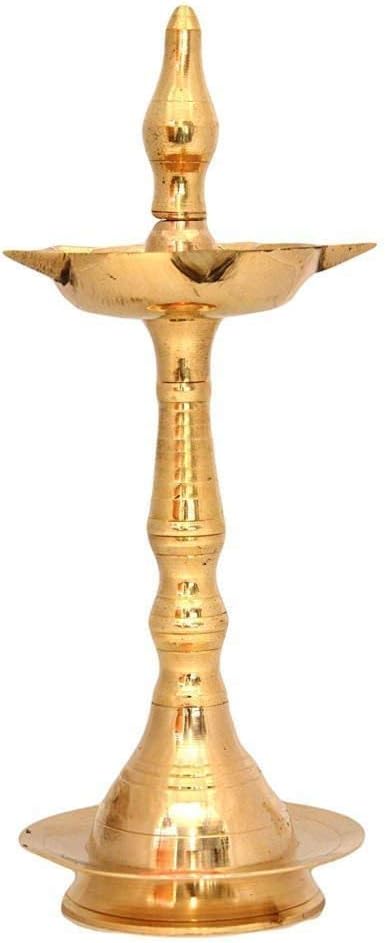 NOBILITY Brass Oil Lamp Diya 10 Inch Kerala Traditional Samai Deepak Lamp Kutthu vilakku Panchmahal Deepam for Pooja Mandir Diwali Indian Gift Items Puja Set Pack of 2