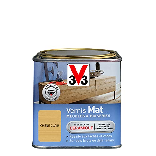 V33 Vernis intérieur Mat meubles & boiseries, Chêne clair 0,5L