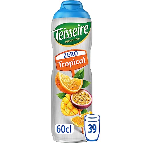 Teisseire Zéro Sucre, Sirop Tropical pour Boisson Rafraîchissante, Cocktails, Bidon 60cl