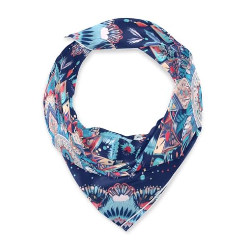 KLL Bohemian-style Mandala Pattern Red Blue silk scarf square silk scarf for women 35 x 35 funky gifts for women for winter bufanda elegante para mujer2