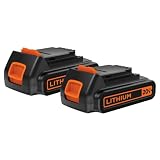 BLACK+DECKER 20V MAX POWERCONNECT 1.5 Ah Lithium Ion Battery, 2 Pack, Cordless Tool Battery Packs, Charger Sold Separately (LBXR20-OPE2)