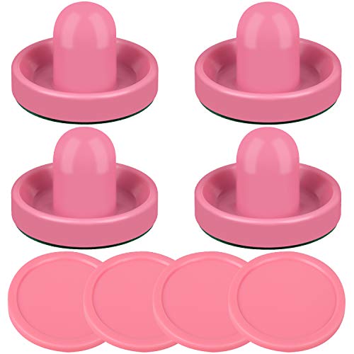 One250 Air Hockey Pushers And Pink Air Hockey Pucks, Goal Handles Paddles Replacement Accessories For Game Tables (4 Striker, 4 Puck Pack) (Pink & Pink) #TOP3