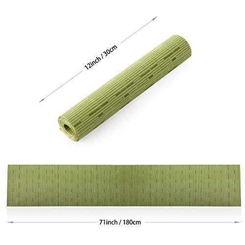 Osvino Green Table Runner Placemats Set 6+1 Pvc Rectangular Woven Wedding Decor Stain Resistant Hotel Home Kitchen Dining Mats, Green, Set(1 Table Runner+ 6Pcs Placemats) #TOP6