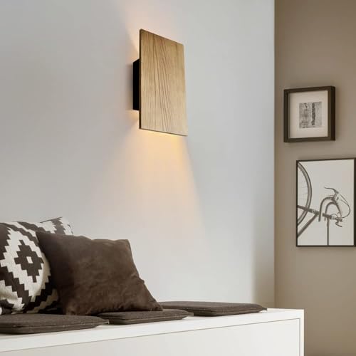Image of Wall Lights for Living Room with Switch,Nature Wood Wall Lamp in Modern Design,Vintage Led Wall Sconce Up and Down Indoor for Bedroom,Hallway,Hotel,Retro Night Lamp Warm White,8w,1pack