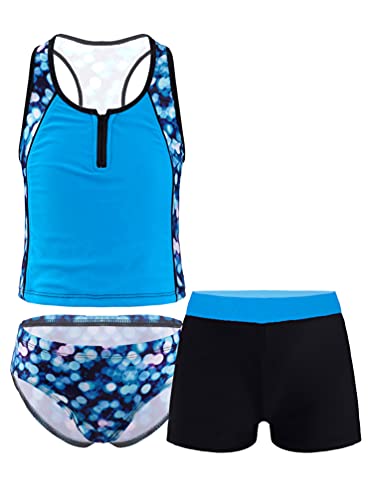 iiniim Kids Girls Bohemian UPF 50+ Tankini Set 3 Piece Rash Guard Swimsuit Boyshorts Crop Tops Bathing Suit3