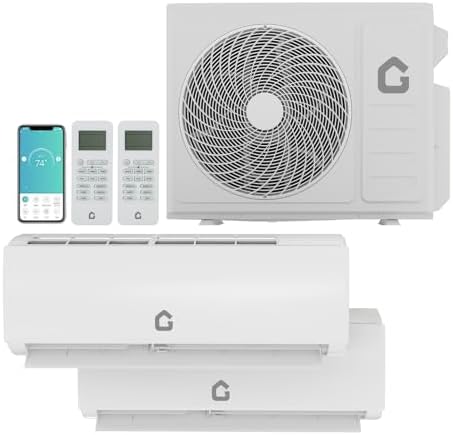 20000 BTU Two-Zone Mini Split Air Conditioner ，20 SEER2 208/230V Wall-Mounted Inverter w/ R454B Refrigerant，9000+9000 BTU WiFi mini split ac cooling/heating system for 750 Sq.Ft