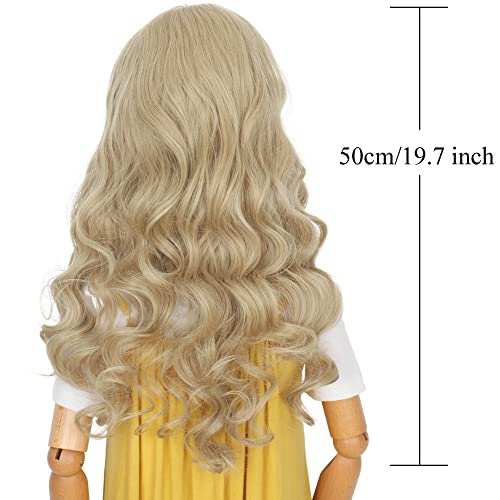 Yan Dream Princess Wig Kids - Long Wavy Ash Blonde With Crown Wig Halloween Costume Play #TOP1