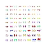 Hanpabum 72Pairs Stud Earrings for Women Flower Animals Trees Heart Cute Hypoallergenic Earrings Set