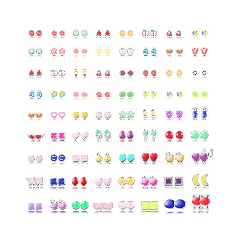 Hanpabum 72Pairs Stud Earrings for Women Flower Animals Trees Heart Cute Hypoallergenic Earrings Set