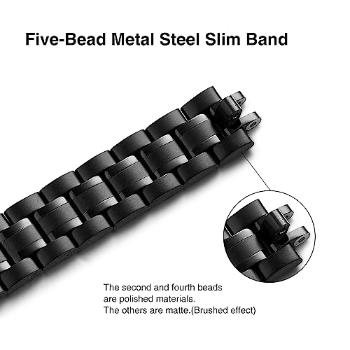 Image of STIROLL Thin Replacement Band Compatible for Apple Watch 38mm 40mm 41mm 42mm(Series 11 10), Stainless Steel Metal Wristband Women Men for iWatch Ultra SE Series 9 8 7 6 5 4 3 2 1, Black