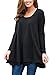 Floral Find Women Long Sleeve Blouse Layered Scoop Neck Tunic Loose Fit Dress (Large, Black)
