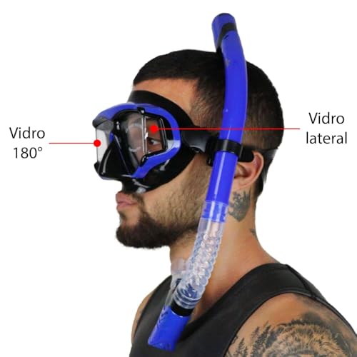 Kit de Mergulho Panorâmico Dry II Dive Motion - Azul