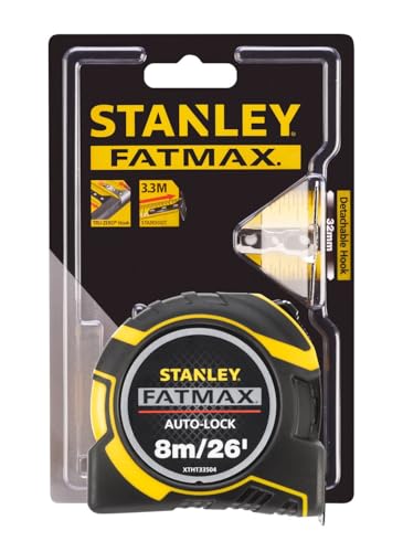 Stanley ZSTA-0-33-504 STA033504 FatMax Autolock Pocket Tape 8m/26ft (Width 32mm) Pro 8 m/26 ft, Multi-Colour