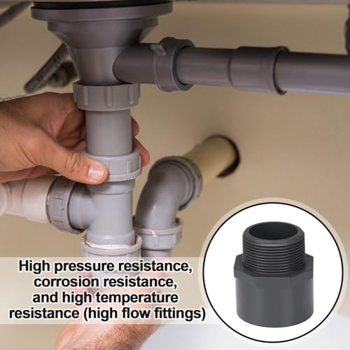 Image of 4 Pcs 1-1 /2 Inch PVC Pipe Fitting Male Adapter Schedule 80 Socket x Npt Compatible with 836 Series Heavy Duty Industrial Grade Corrosion Resistant Plumbing Irrigation Connector for Water